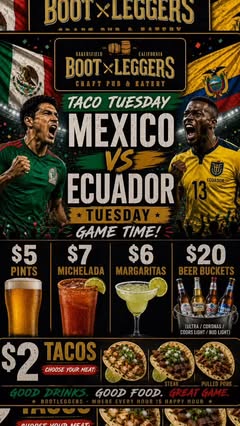 World Cup night with game day drink specials